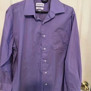 Saddlebred Men's Purple Button-Down Dress Shirt large 16-16.5 neck 32/33